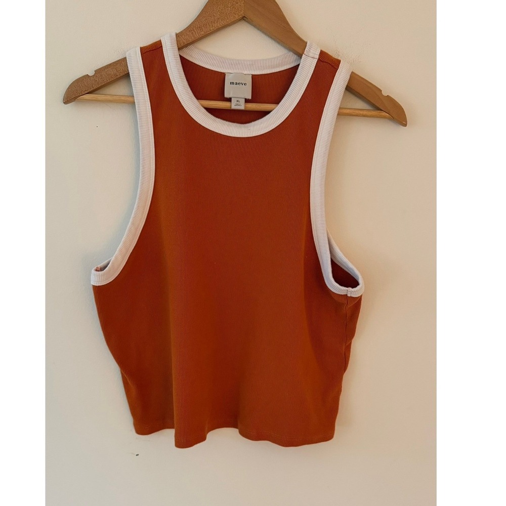 Anthropologie Maeve The Blair Baby Tee Sleeveless Cropped Racerback Size XL - Picture 1 of 10
